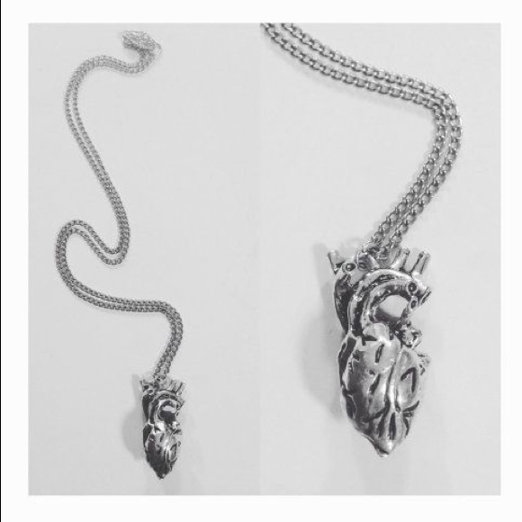 Handmade Anatomic Heart Statement Necklace - Picture 2 of 3